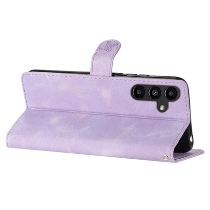 For Samsung Galaxy A36 5G Case Leather Imprinted Flower Phone Cover Wallet with Wrist Strap