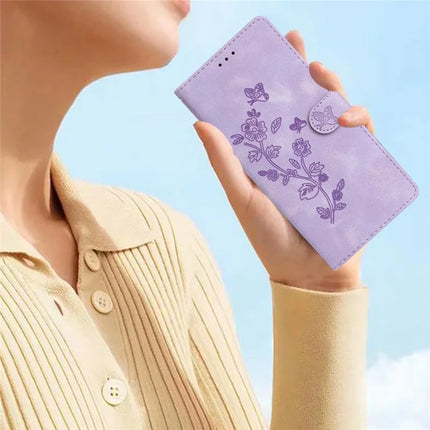 For Samsung Galaxy A36 5G Case Leather Imprinted Flower Phone Cover Wallet with Wrist Strap