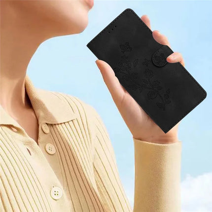 For Samsung Galaxy A56 5G Case Leather Imprinted Flower Phone Cover Wallet with Wrist Strap