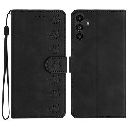 For Samsung Galaxy A36 5G Case Imprinted Butterfly Leather Wallet Phone Cover - Black