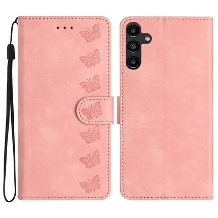For Samsung Galaxy A36 5G Case Imprinted Butterfly Leather Wallet Phone Cover - Pink
