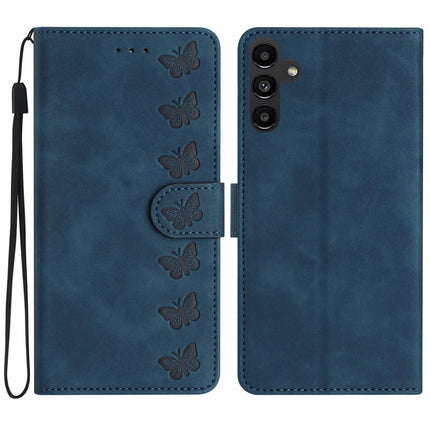For Samsung Galaxy A36 5G Case Imprinted Butterfly Leather Wallet Phone Cover - Blue