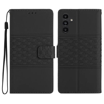 For Samsung Galaxy A26 5G Case Rhombus Leather Horizontal Flip Phone Cover - Black