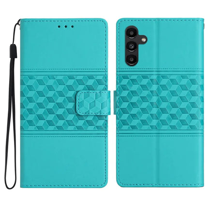For Samsung Galaxy A26 5G Case Rhombus Leather Horizontal Flip Phone Cover - Sky Blue