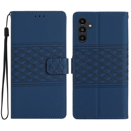 For Samsung Galaxy A26 5G Case Rhombus Leather Horizontal Flip Phone Cover - Blue