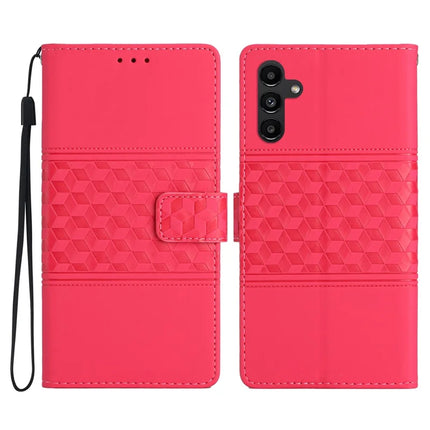 For Samsung Galaxy A26 5G Case Rhombus Leather Horizontal Flip Phone Cover - Rose
