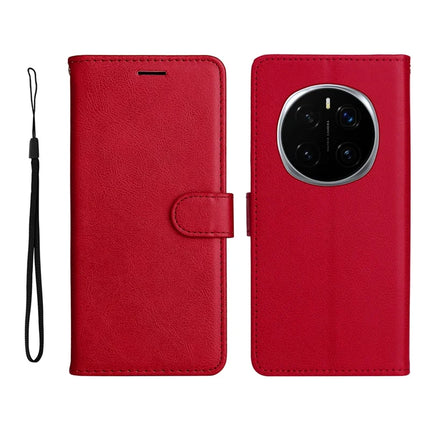 For Honor Magic7 Pro 5G Case Solid Color Leather Mobile Cover Wallet Stand with Strap