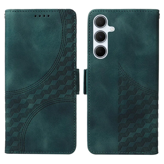 For Samsung Galaxy A56 5G Case PU Leather Phone Cover Rhombus Starry Imprinted - Green