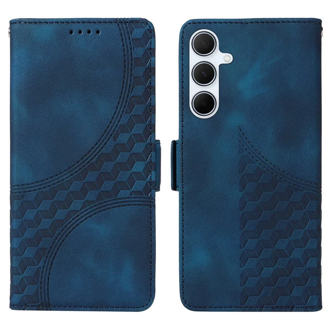 For Samsung Galaxy A56 5G Case PU Leather Phone Cover Rhombus Starry Imprinted - Blue