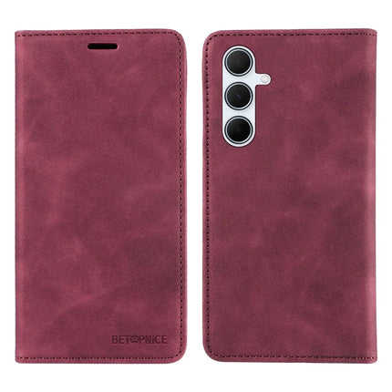 BETOPNICE 003 For Samsung Galaxy A56 5G Wallet Case Leather Phone Cover with Stand - Red