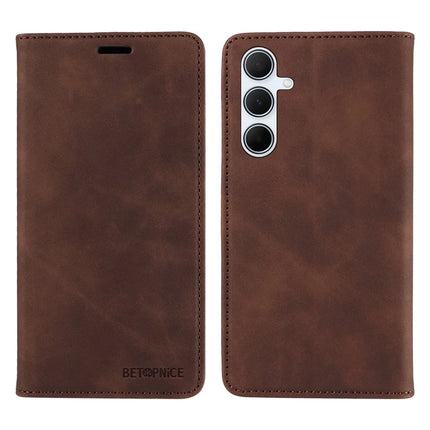 BETOPNICE 003 For Samsung Galaxy A56 5G Wallet Case Leather Phone Cover with Stand - Brown