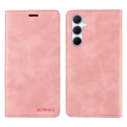 BETOPNICE 003 For Samsung Galaxy A56 5G Wallet Case Leather Phone Cover with Stand - Pink