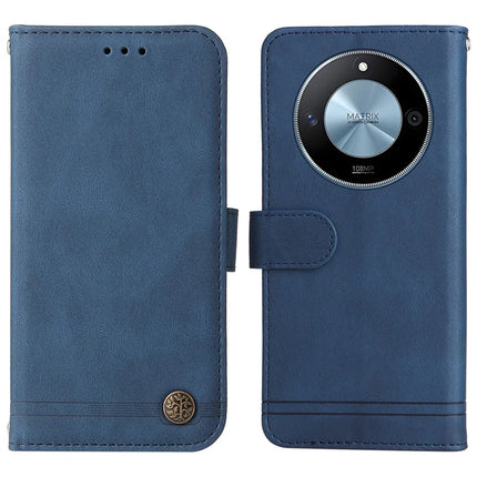 For Honor X60 5G Wallet Case Skin Touch Leather Phone Cover Tree Pattern Hardware - Blue