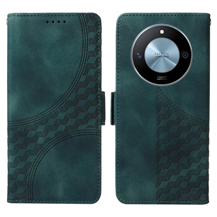 For Honor X60 5G Case PU Leather Phone Cover Rhombus Starry Imprinted - Green