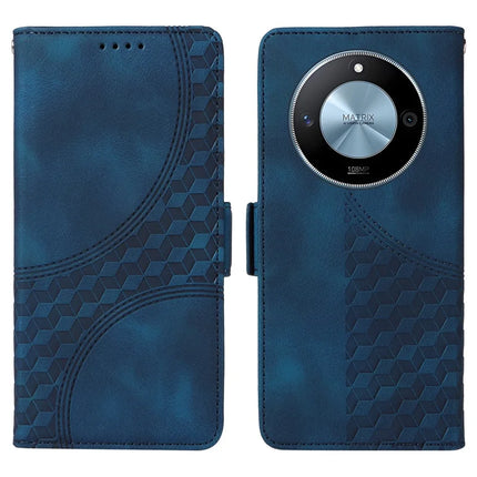 For Honor X60 5G Case PU Leather Phone Cover Rhombus Starry Imprinted - Blue