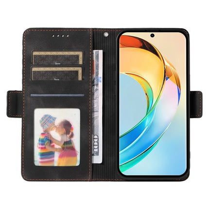 For Honor X60 5G Case PU Leather Phone Cover Rhombus Starry Imprinted