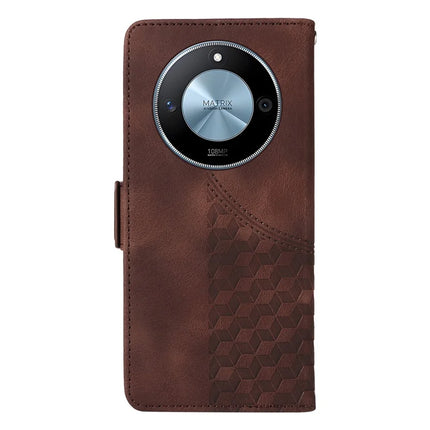 For Honor X60 5G Case PU Leather Phone Cover Rhombus Starry Imprinted
