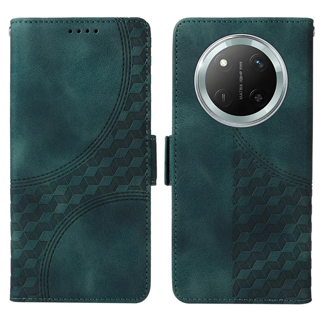 Leather Case for Honor Magic7 Lite 5G / X9c 5G / X60 Pro 5G Rhombus Starry Imprinted Phone Cover - Green
