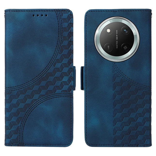 Leather Case for Honor Magic7 Lite 5G / X9c 5G / X60 Pro 5G Rhombus Starry Imprinted Phone Cover - Blue