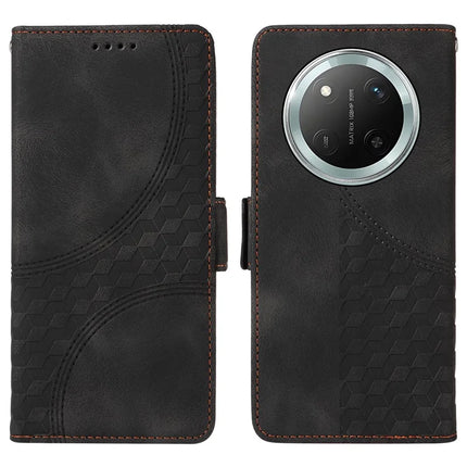 Leather Case for Honor Magic7 Lite 5G / X9c 5G / X60 Pro 5G Rhombus Starry Imprinted Phone Cover - Black