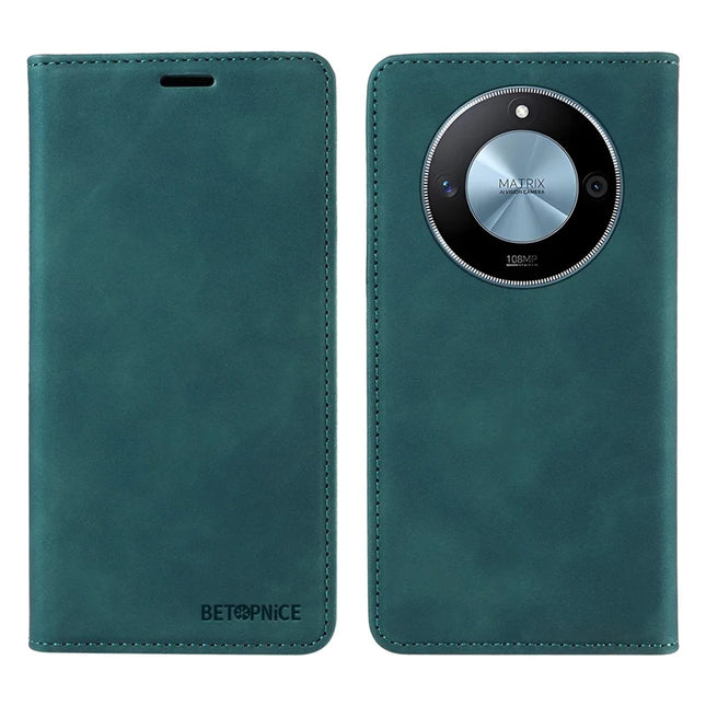 BETOPNICE 003 For Honor X60 5G Wallet Case Leather Phone Cover with Stand - Green