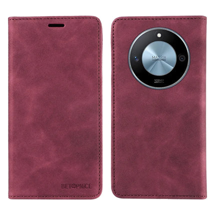 BETOPNICE 003 For Honor X60 5G Wallet Case Leather Phone Cover with Stand - Red