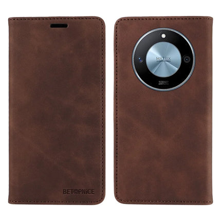 BETOPNICE 003 For Honor X60 5G Wallet Case Leather Phone Cover with Stand - Brown
