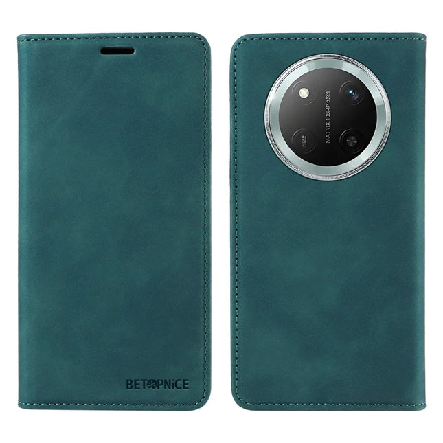 BETOPNICE 003 Wallet Phone Case for Honor Magic7 Lite 5G / X9c 5G / X60 Pro 5G Leather Cover with Stand - Green