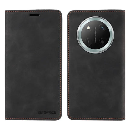 BETOPNICE 003 Wallet Phone Case for Honor Magic7 Lite 5G / X9c 5G / X60 Pro 5G Leather Cover with Stand - Black