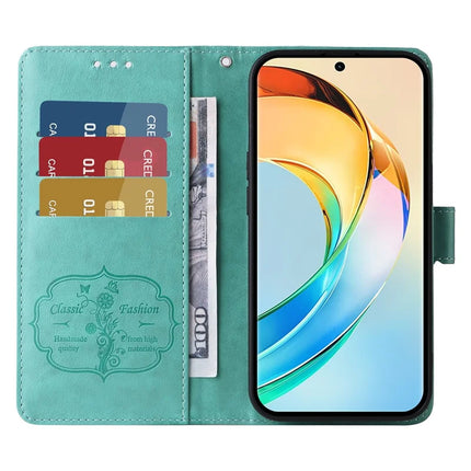 For Honor X60 5G Leather Case Butterfly Floral Imprint Wallet Stand Cover