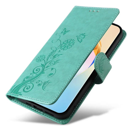 For Honor X60 5G Leather Case Butterfly Floral Imprint Wallet Stand Cover
