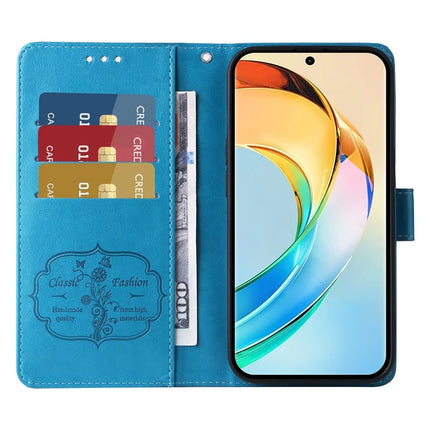 For Honor X60 5G Leather Case Butterfly Floral Imprint Wallet Stand Cover