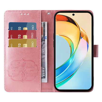 For Honor X60 5G Leather Case Butterfly Floral Imprint Wallet Stand Cover