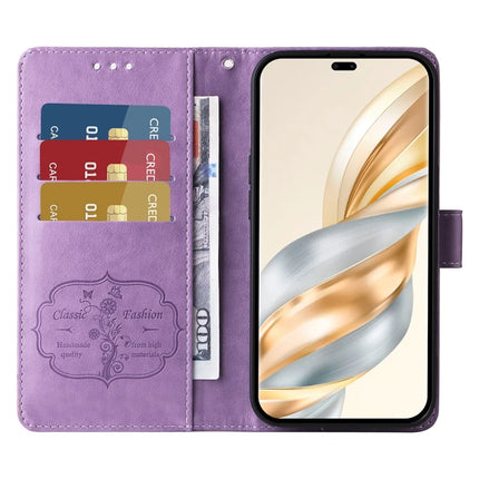 Leather Phone Case for Honor Magic7 Lite 5G / X9c 5G / X60 Pro 5G Butterfly Floral Imprint Wallet Stand Cover