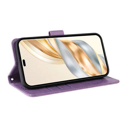 Leather Phone Case for Honor Magic7 Lite 5G / X9c 5G / X60 Pro 5G Butterfly Floral Imprint Wallet Stand Cover