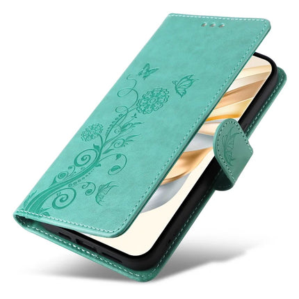 Leather Phone Case for Honor Magic7 Lite 5G / X9c 5G / X60 Pro 5G Butterfly Floral Imprint Wallet Stand Cover