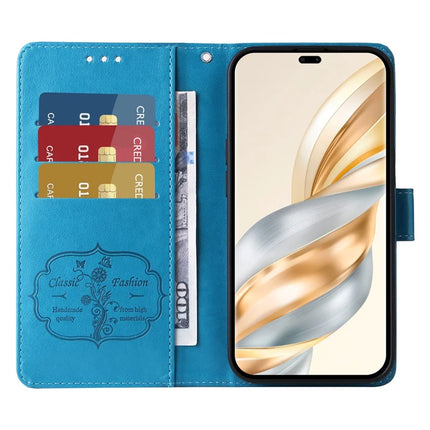 Leather Phone Case for Honor Magic7 Lite 5G / X9c 5G / X60 Pro 5G Butterfly Floral Imprint Wallet Stand Cover
