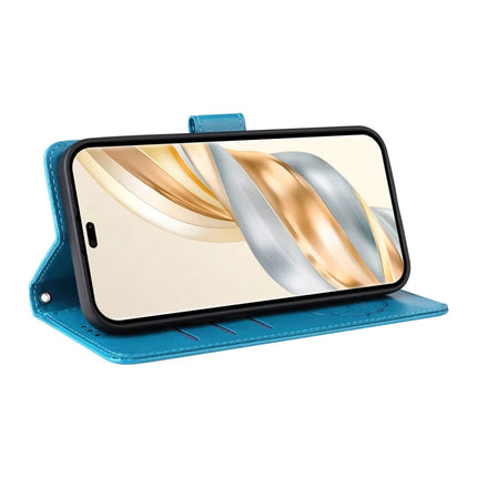 Leather Phone Case for Honor Magic7 Lite 5G / X9c 5G / X60 Pro 5G Butterfly Floral Imprint Wallet Stand Cover