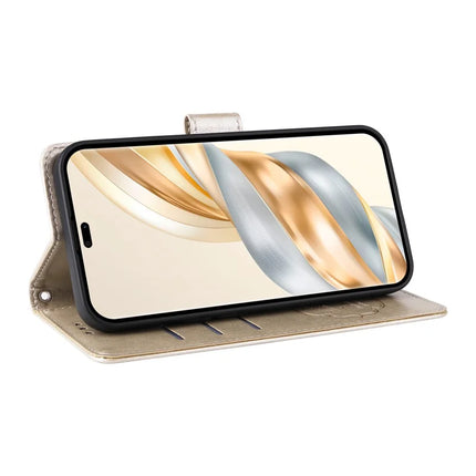 Leather Phone Case for Honor Magic7 Lite 5G / X9c 5G / X60 Pro 5G Butterfly Floral Imprint Wallet Stand Cover