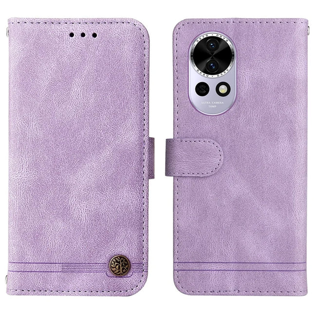 For Huawei nova 13 5G  /  nova 12 5G Wallet Case Skin Touch Leather Phone Cover Tree Pattern Hardware - Purple