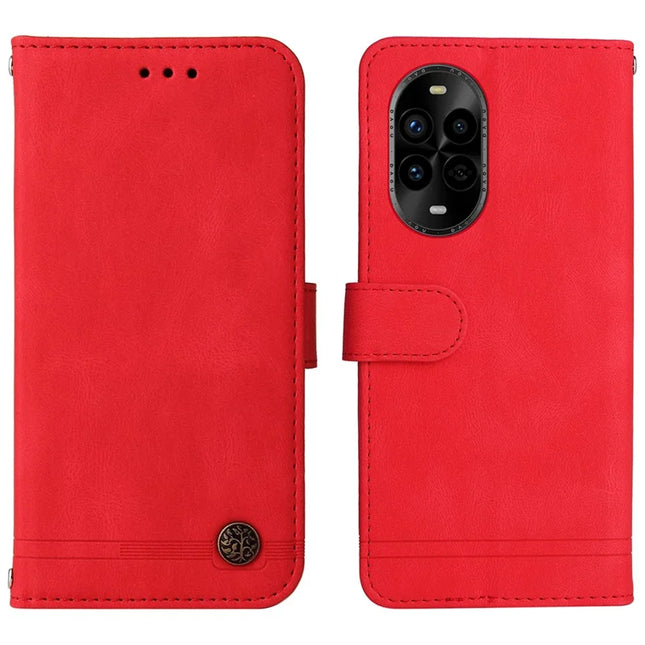 For Huawei nova 13 Pro 5G Wallet Case Skin Touch Leather Phone Cover Tree Pattern Hardware - Red