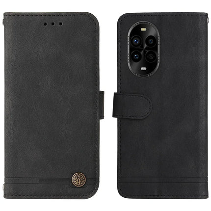 For Huawei nova 13 Pro 5G Wallet Case Skin Touch Leather Phone Cover Tree Pattern Hardware - Black