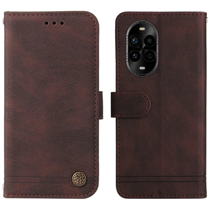 For Huawei nova 13 Pro 5G Wallet Case Skin Touch Leather Phone Cover Tree Pattern Hardware - Brown