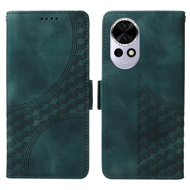 For Huawei nova 13 5G / nova 12 5G Case PU Leather Phone Cover Rhombus Starry Imprinted - Green