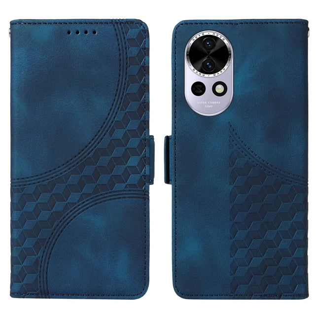 For Huawei nova 13 5G / nova 12 5G Case PU Leather Phone Cover Rhombus Starry Imprinted - Blue