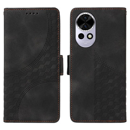 For Huawei nova 13 5G / nova 12 5G Case PU Leather Phone Cover Rhombus Starry Imprinted - Black