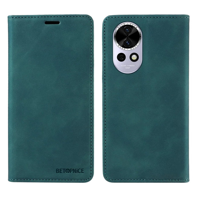 BETOPNICE 003 For Huawei nova 13 5G / nova 12 5G Wallet Case Leather Phone Cover with Stand - Green