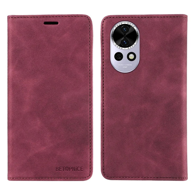 BETOPNICE 003 For Huawei nova 13 5G / nova 12 5G Wallet Case Leather Phone Cover with Stand - Red