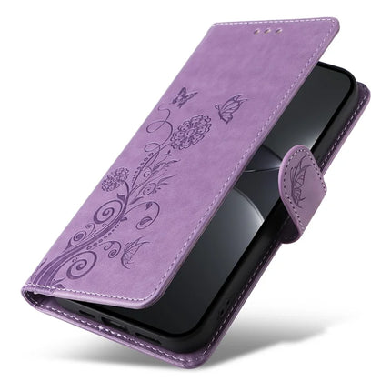For Huawei nova 13 Pro 5G Leather Case Butterfly Floral Imprint Wallet Stand Cover
