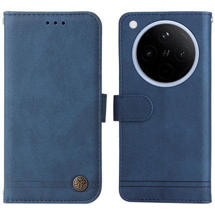 For Oppo Find X8 5G Wallet Case Skin Touch Leather Phone Cover Tree Pattern Hardware - Blue